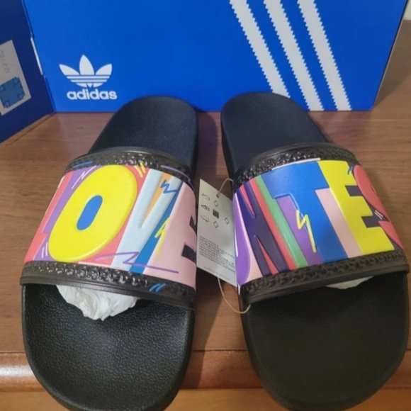 adidas Other - Mens Adidas Originals Adilette Pride LOVE UNITES Slides Slip Ons + Box Size 11